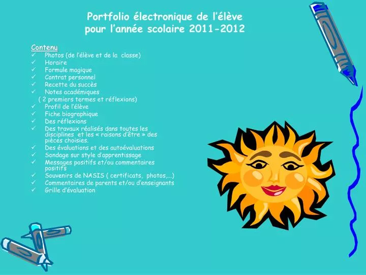 portfolio lectronique de l l ve pour l ann e scolaire 2011 2012