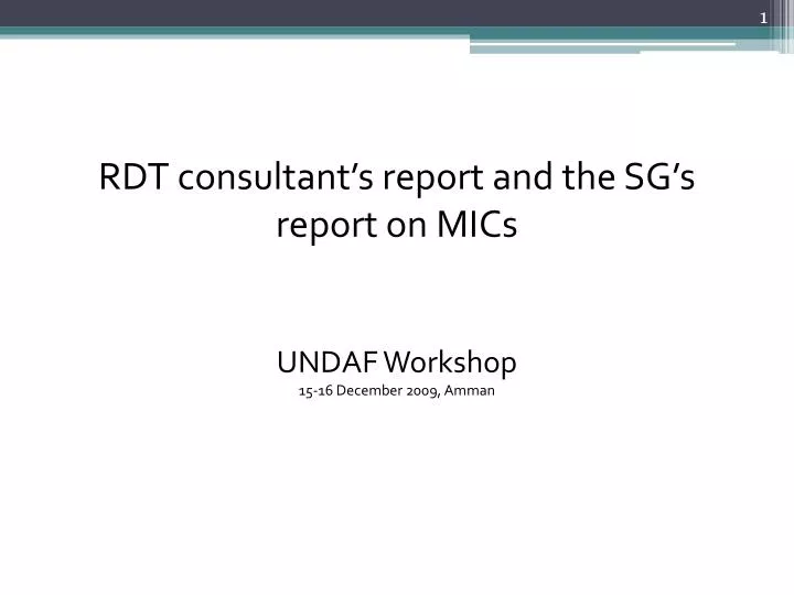 rdt consultant s report and the sg s report on mics undaf workshop 15 16 december 2009 amman