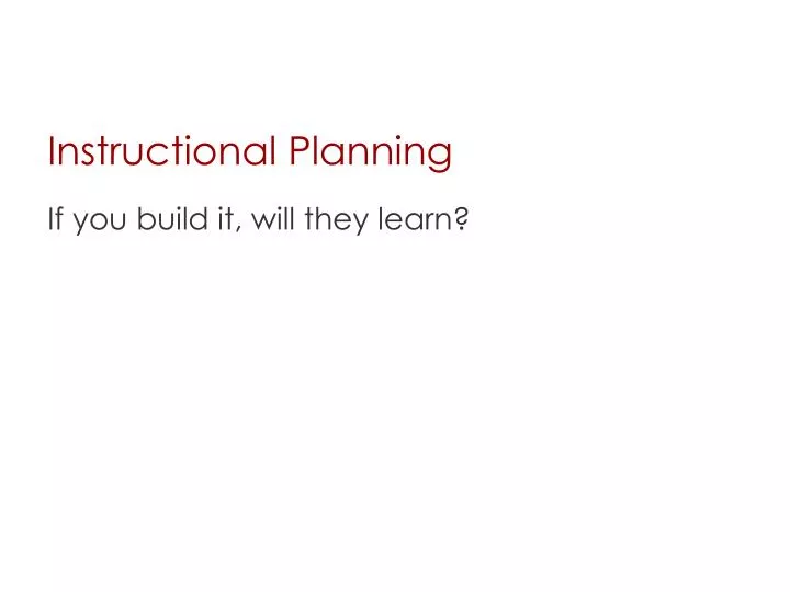 instructional planning