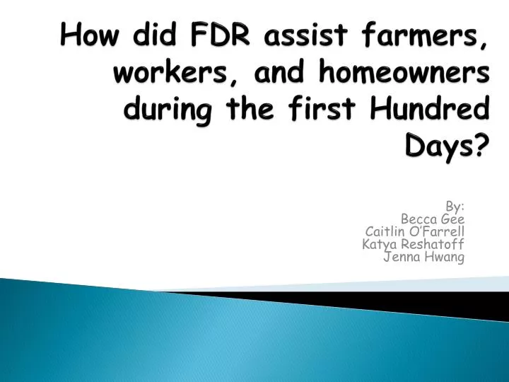 how did fdr assist farmers workers and homeowners during the first hundred days