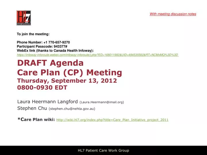 draft agenda care plan cp meeting thursday september 13 2012 0800 0930 edt