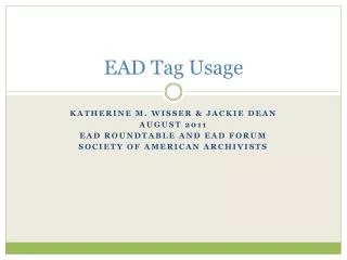 EAD Tag Usage
