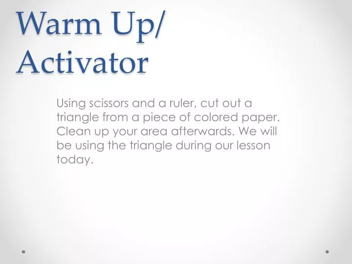 warm up activator