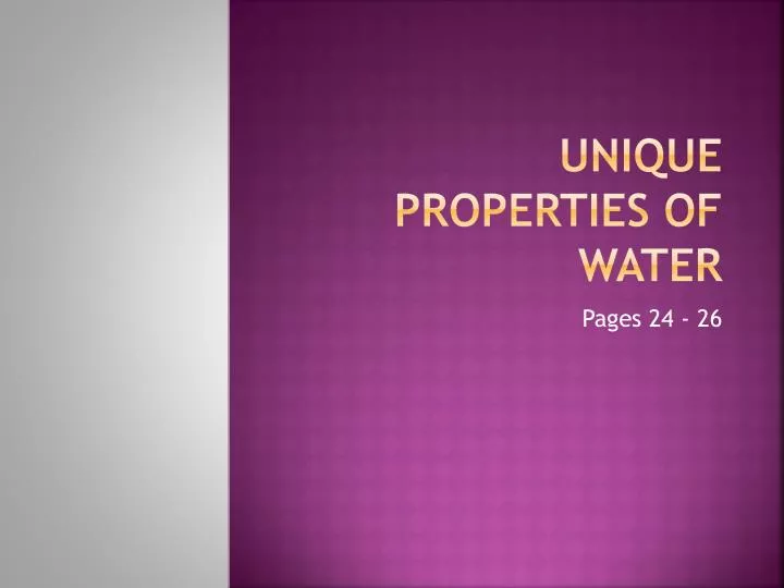 unique properties of water