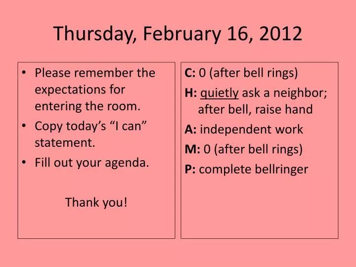 thursday february 16 2012