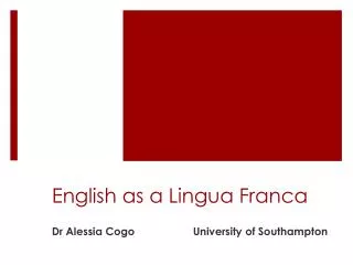 English as a Lingua Franca