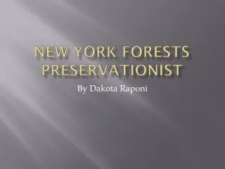 New York Forests Preservationist