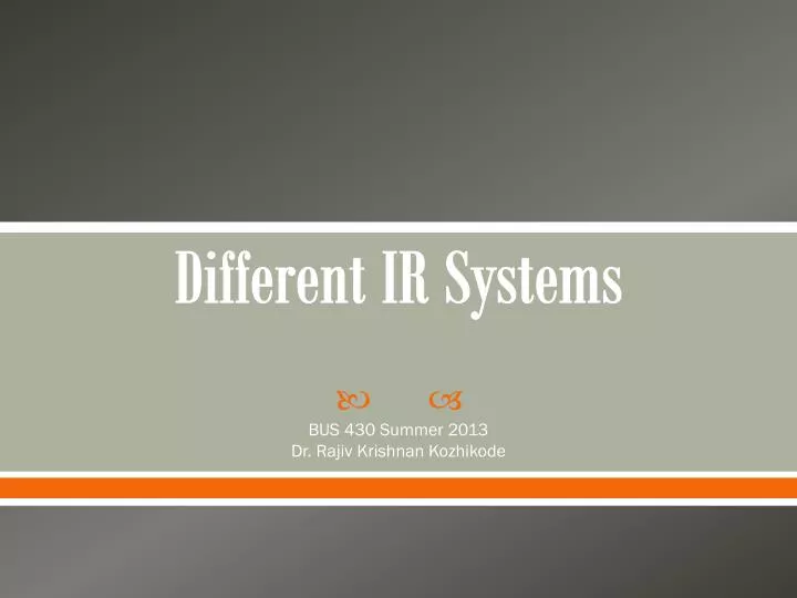 different ir systems