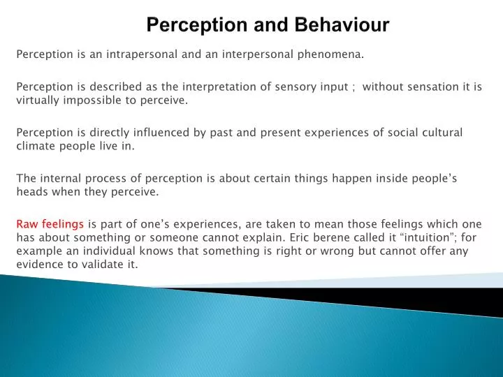 perception and behaviour