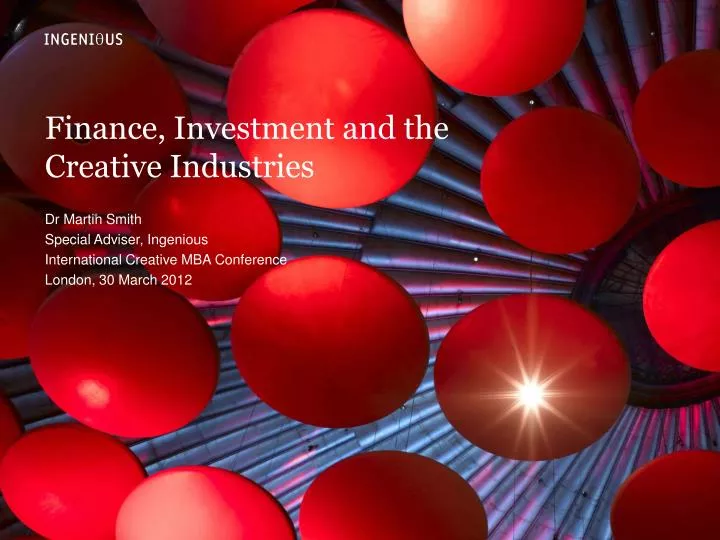 finance investment and the creative industries