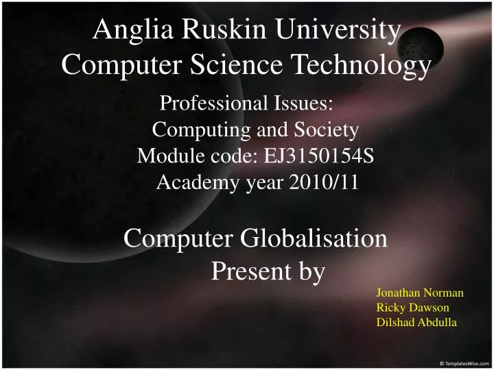 anglia ruskin university computer science technology
