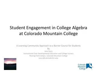 Student Engagement in College Algebra at Colorado Mountain College