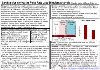 Lumbriculus variegatus Pulse Rate Lab: Stimulant Analysis