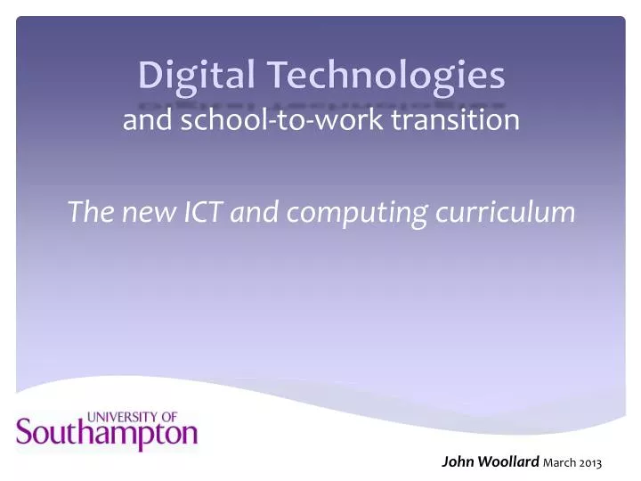 digital technologies and school to work transition the new ict and computing curriculum
