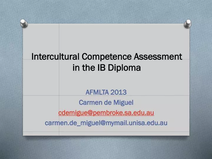 intercultural competence assessment in the ib diploma
