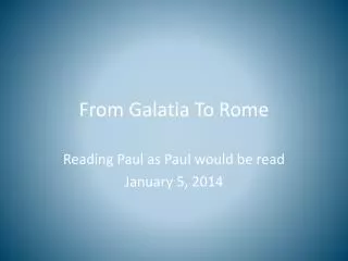 From Galatia To Rome