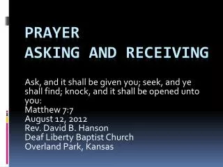 Prayer Asking and receiving