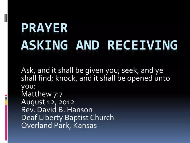 prayer asking and receiving
