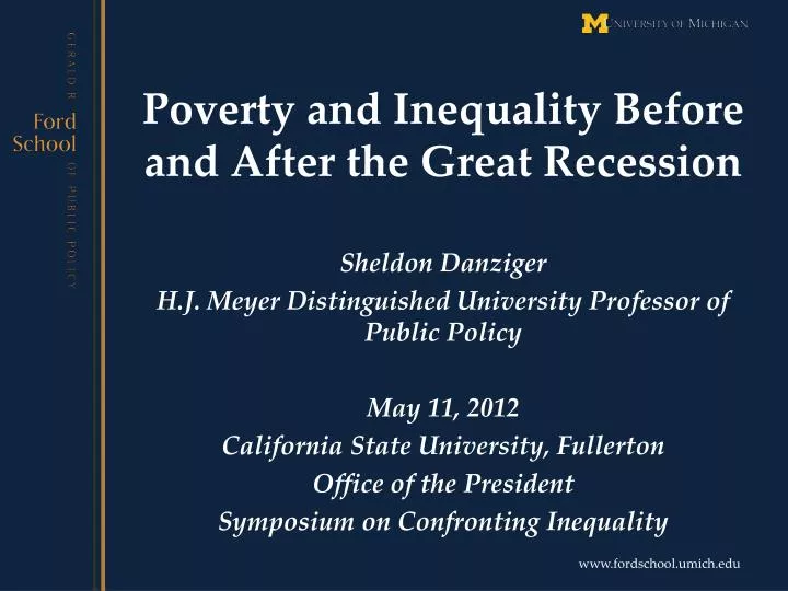 poverty and inequality b efore and after the great recession