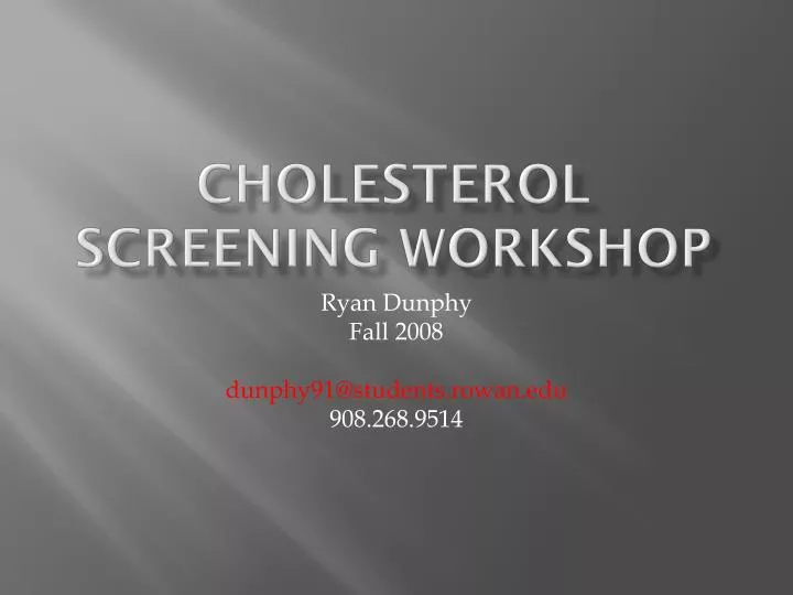 cholesterol screening workshop