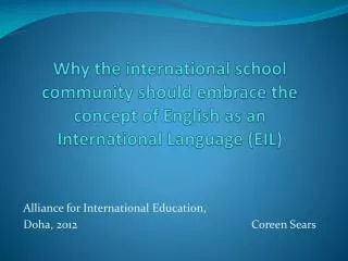 Alliance for International Education,