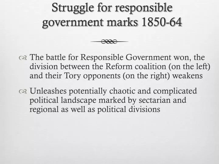 struggle for responsible government marks 1850 64