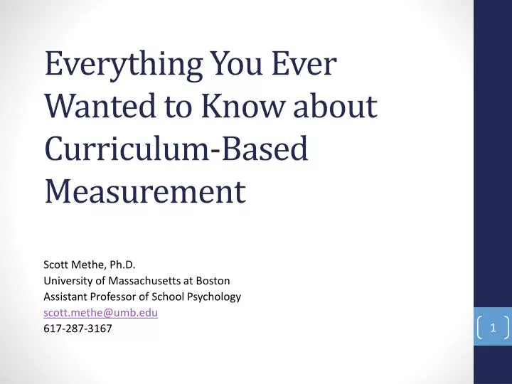 everything you ever wanted to know about curriculum based measurement