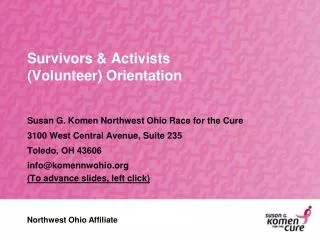 Survivors &amp; Activists (Volunteer) Orientation