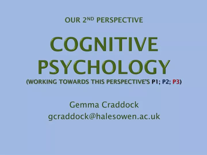 our 2 nd perspective cognitive psychology working towards this perspective s p1 p2 p3