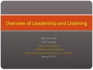 Overview of Leadership and Listening