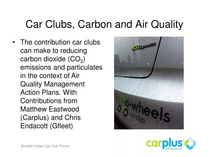 car clubs carbon and air quality