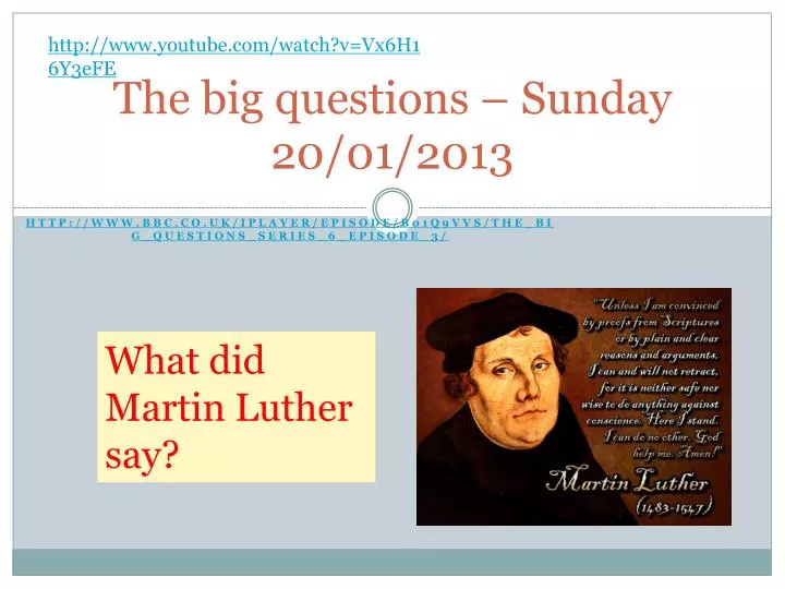 the big questions sunday 20 01 2013
