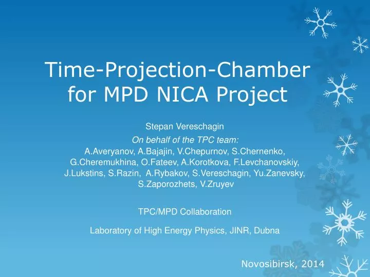 time projection chamber for mpd nica project