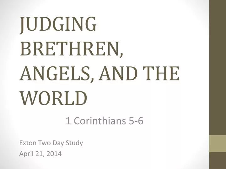 judging brethren angels and the world