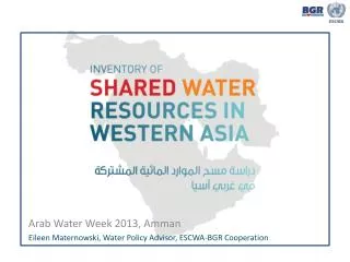 Arab Water Week 2013, Amman Eileen Maternowski, Water Policy Advisor, ESCWA-BGR Cooperation
