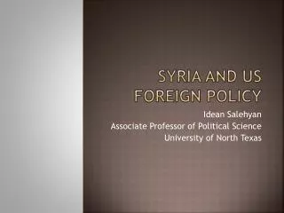 Syria and US Foreign Policy