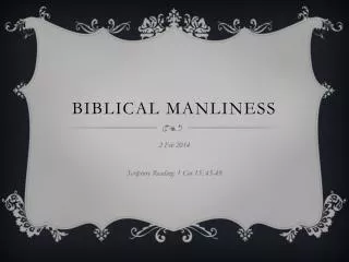 Biblical MANLINESS