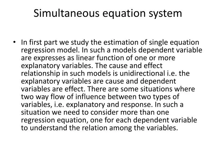 simultaneous equation system
