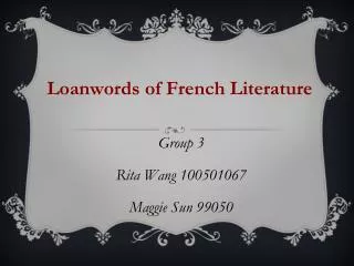 Loanwords of French Literature