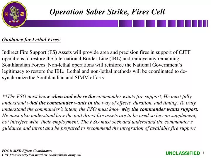 operation saber strike fires cell