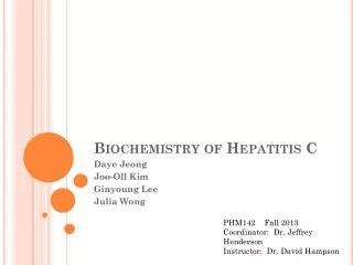 Biochemistry of Hepatitis C