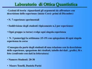 laboratorio di ottica quantistica