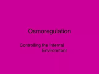 Osmoregulation