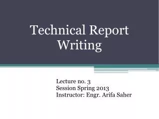 Technical Report Writing