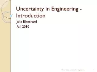 Uncertainty in Engineering - Introduction