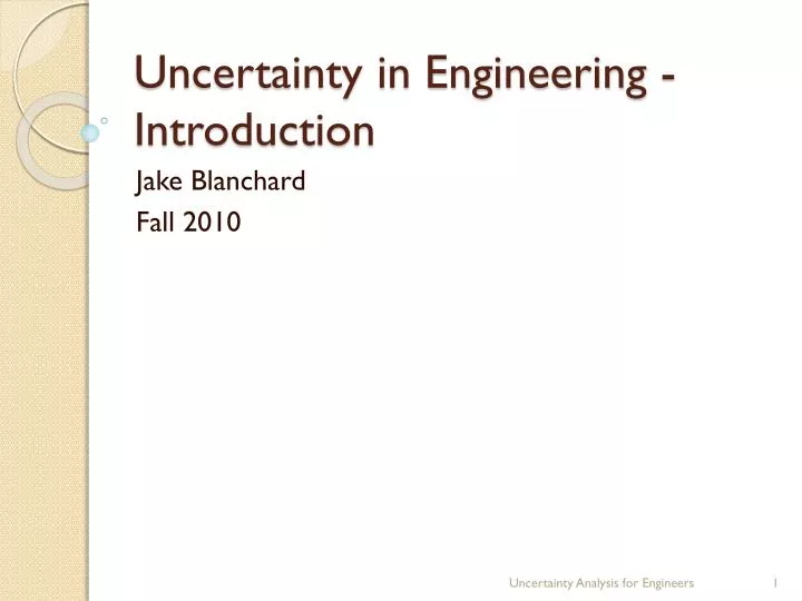 uncertainty in engineering introduction