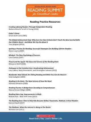 Reading Practice Resources Creating Lifelong Readers Through Independent Reading