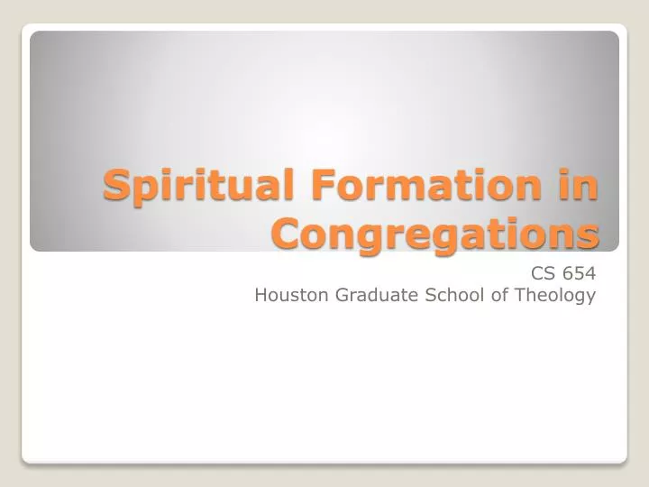 spiritual formation in congregations