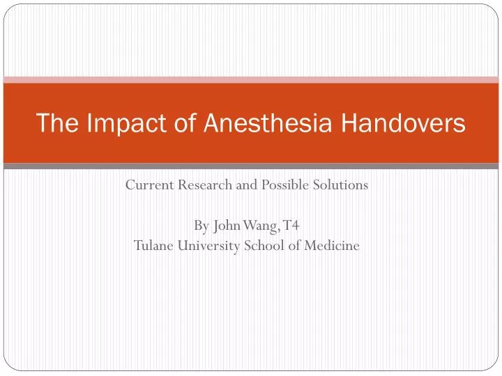 the impact of anesthesia handovers
