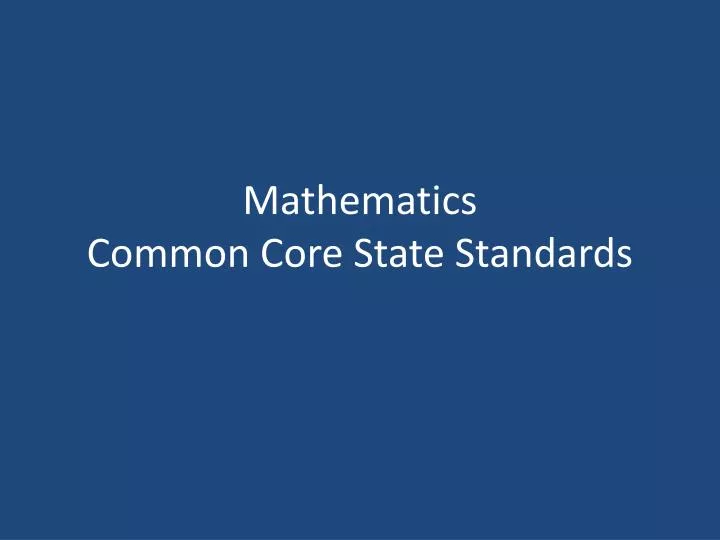 mathematics common core state standards